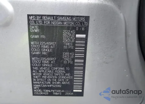 2017 Nissan Rogue S z USA, uszkodzony, nr VIN KNMAT2MVXHP521582